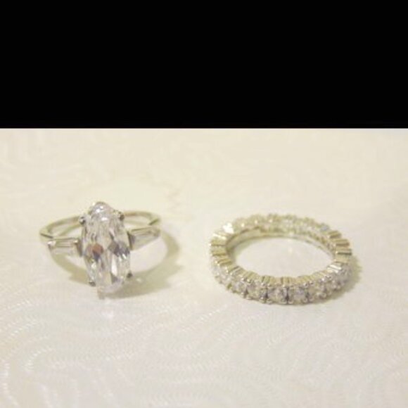 Radiance by Absolute Oval Baguette Accent Engagement & Band Ring Size 8 - Picture 2 of 8